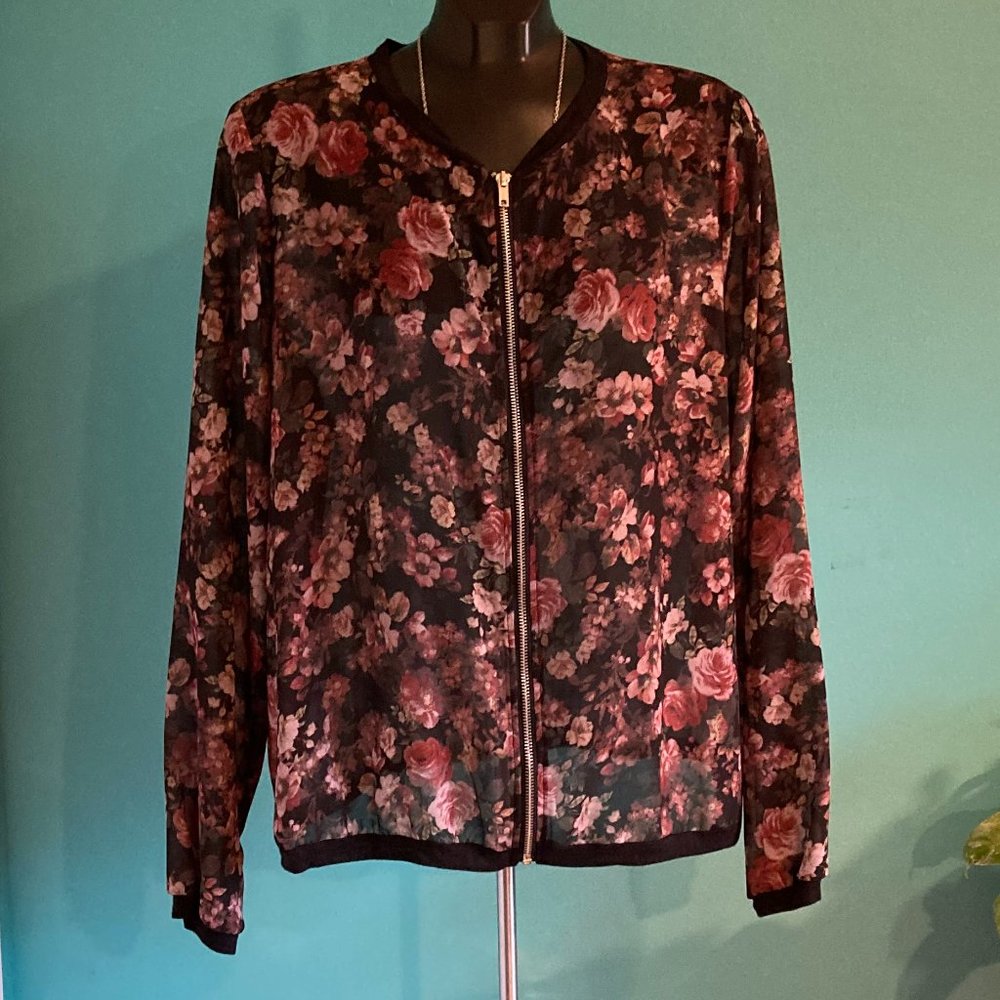 Maurices Sheer Floral Bomber Jacket